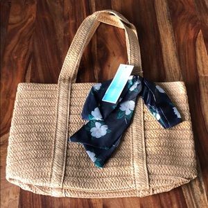 DRAPER JAMES STRAW BAG WITH FLORAL SCARF